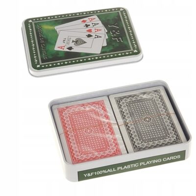 Karty do gry, 2 talie, w metalowym pudełku