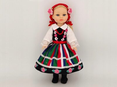 Lalka 38cm w stroju ludowym z polskim głosem śpiewa i mówi po polsku twarda