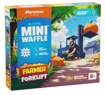 Marioinex klocki WAFFLE mini FARMER – Wózek widłowy z dynią, 50 elementów