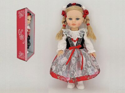 Lalka 38cm w stroju ludowym z polskim głosem śpiewa i mówi po polsku twarda