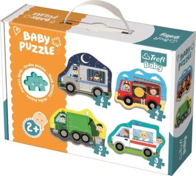 Puzzle Baby dla dzieci 18 elementów pojazdy i zawody duże grube Trefl