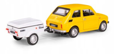 Zestaw Daffi Fiat 126p z przyczepą Niewiadów N250C metalowy 1:43 biały
