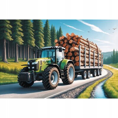 Puzzle Trefl 100 elementów ciągnik leśny