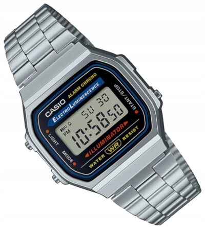 Zegarek srebrny Casio Vintage A168WA-1YES stoper
