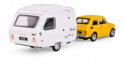 Model samochodu Daffi Fiat 126p z przyczepą N126 skala 1:43 biały