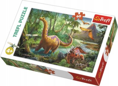 Puzzle 60 elementów Wędrówka dinozaurów 17319 dinozaury Trefl