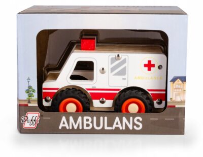 Drewniane auto z oponami – ambulans Praca zbiorowa