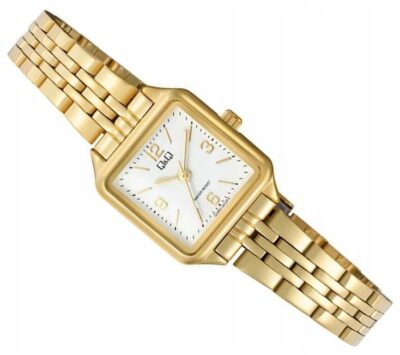 MAŁY KWADRATOWY ZŁOTY BIŻUTERYJNY ZEGAREK DAMSKI BRANSOLECIE QQ Q28C-002P