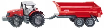 Siku Farmer Traktor Massey Ferguson z Czerwoną Przyczepą Krampe
