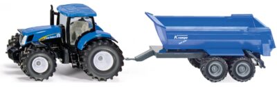 Siku Farmer Traktor New Holland z Niebieską Przyczepą Krampe