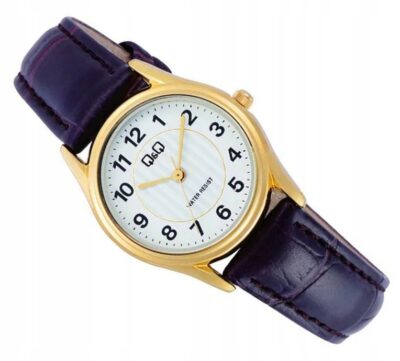 DAMSKI KLASYCZNY CZYTELNY ZŁOTY ZEGAREK QQ C49A-003P 26 mm CZARNE CYFRY