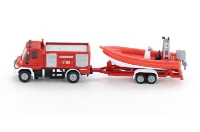 Siku Straż Pożarna Unimog z Łodzią Model Zabawka